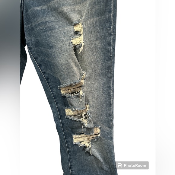 ABERCROMBIE & FITCH Mid-Rise Super Skinny Distressed Ankle Jean SIZE 14L - Picture 3 of 8